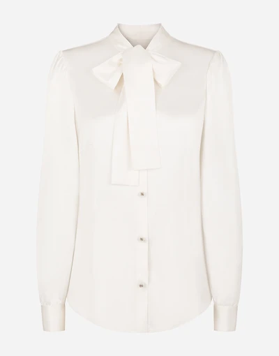 Satin shirt with pearl buttons DG logo