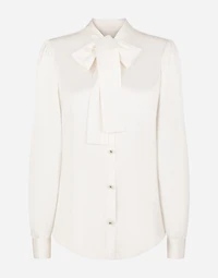 Satin shirt with pearl buttons DG logo