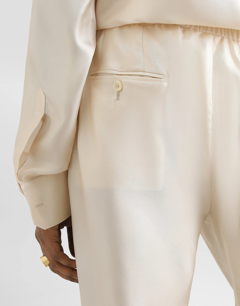 Silk twill jogging trousers