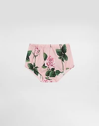 Rose-print poplin dress