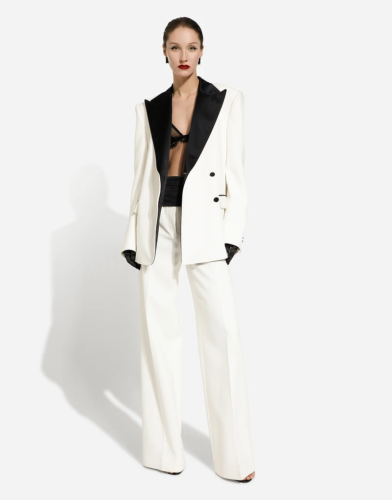Flared double crepe pants