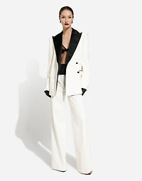 Flared double crepe pants