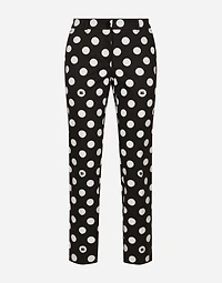Cotton pants with polka-dot print