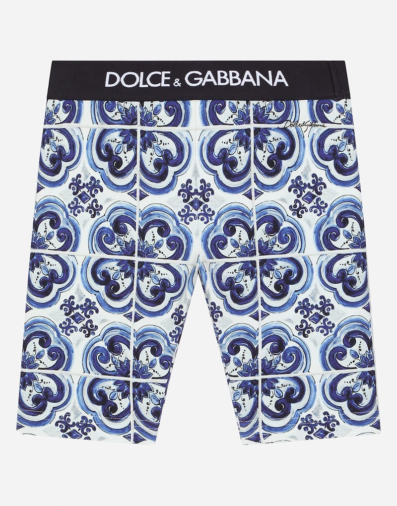 Majolica-print interlock cycling shorts