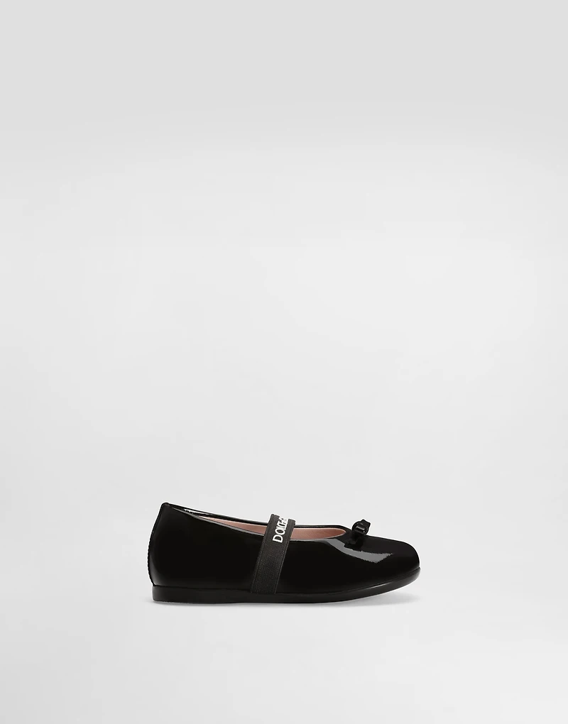 Patent leather ballet flats with elastic