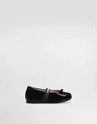 Patent leather ballet flats with elastic