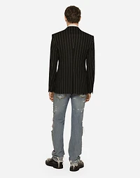 Double-breasted jacket pinstripe stretch wool