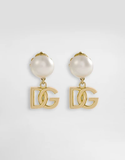 Earrings with DG logo and pearl