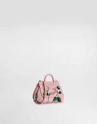 Polished calfskin Sicily crossbody bag with rose print