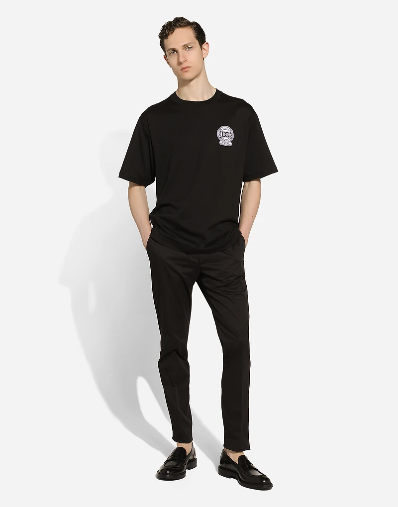 Cotton T-shirt with logo embroidery