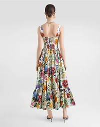 Long floral-print corset dress