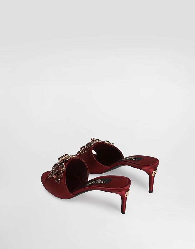 Satin mules with gemstone embellishment
