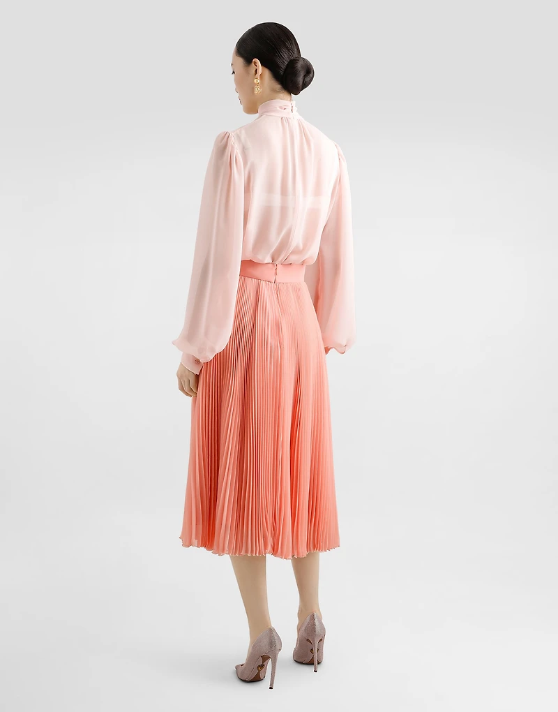 Long pleated chiffon skirt