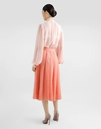 Long pleated chiffon skirt