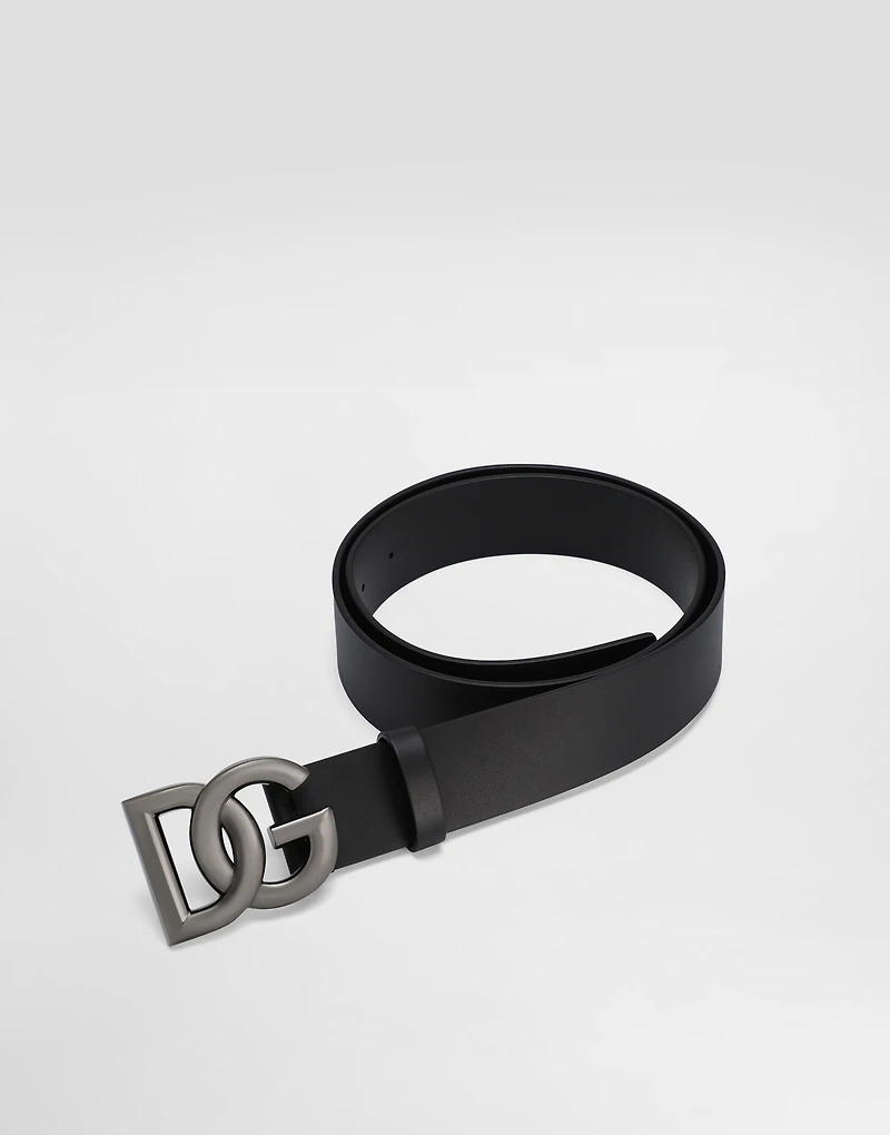 Lux leather belt with crossover DG logo buckle