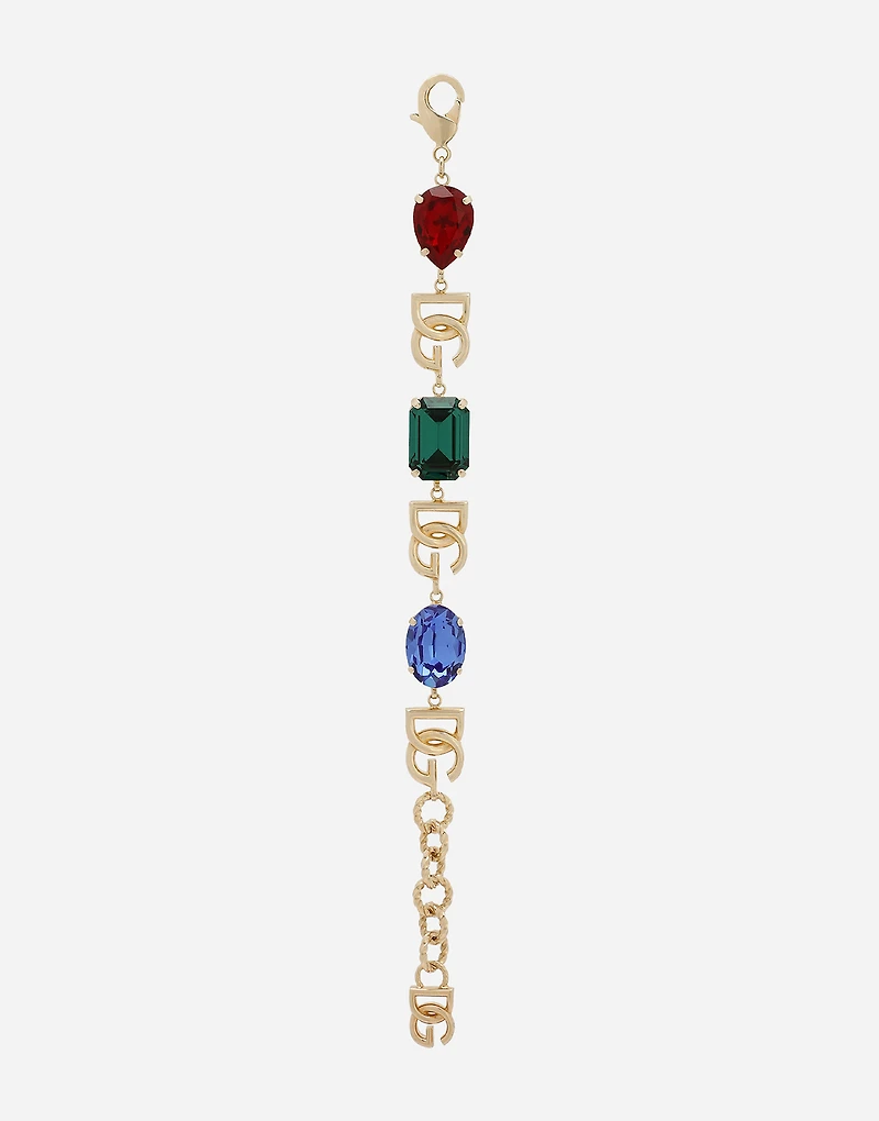 Bracelet with DG logo and multi-colored rhinestones