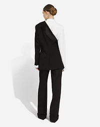 One-shoulder wool gabardine jacket