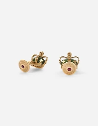 Royal Cufflinks 18-carat yellow gold, green jade, rubies, and blue sapphires