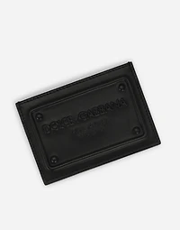 Calfskin card holder with raised logo