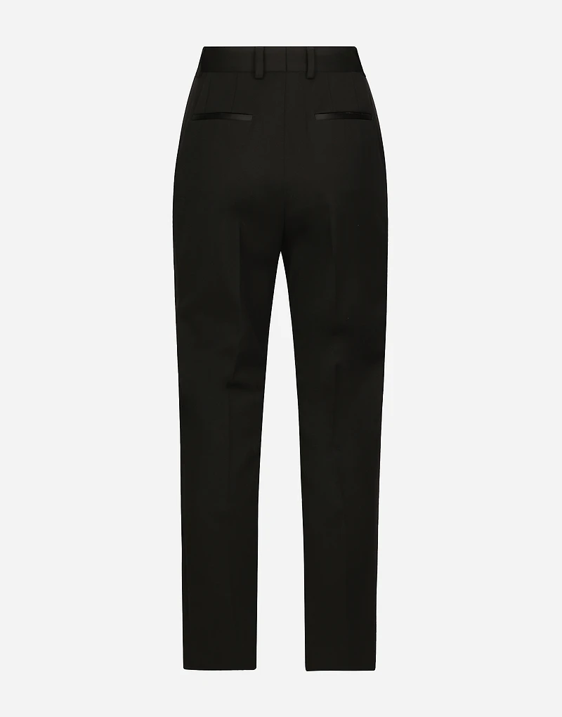 High-waisted wool gabardine cigarette pants
