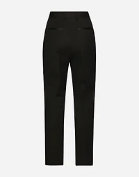 High-waisted wool gabardine cigarette pants