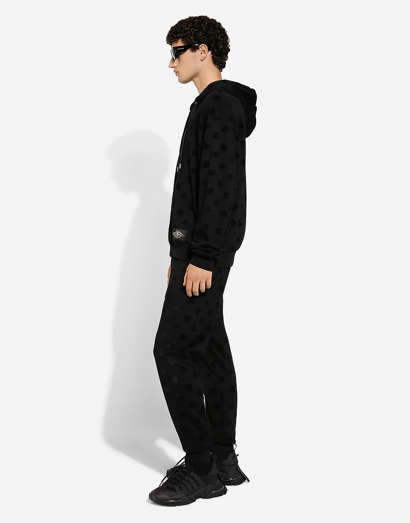 Jersey jogging pants with all-over DG logo print