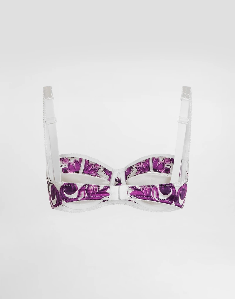 Majolica-print satin stretch bra