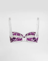 Majolica-print satin stretch bra