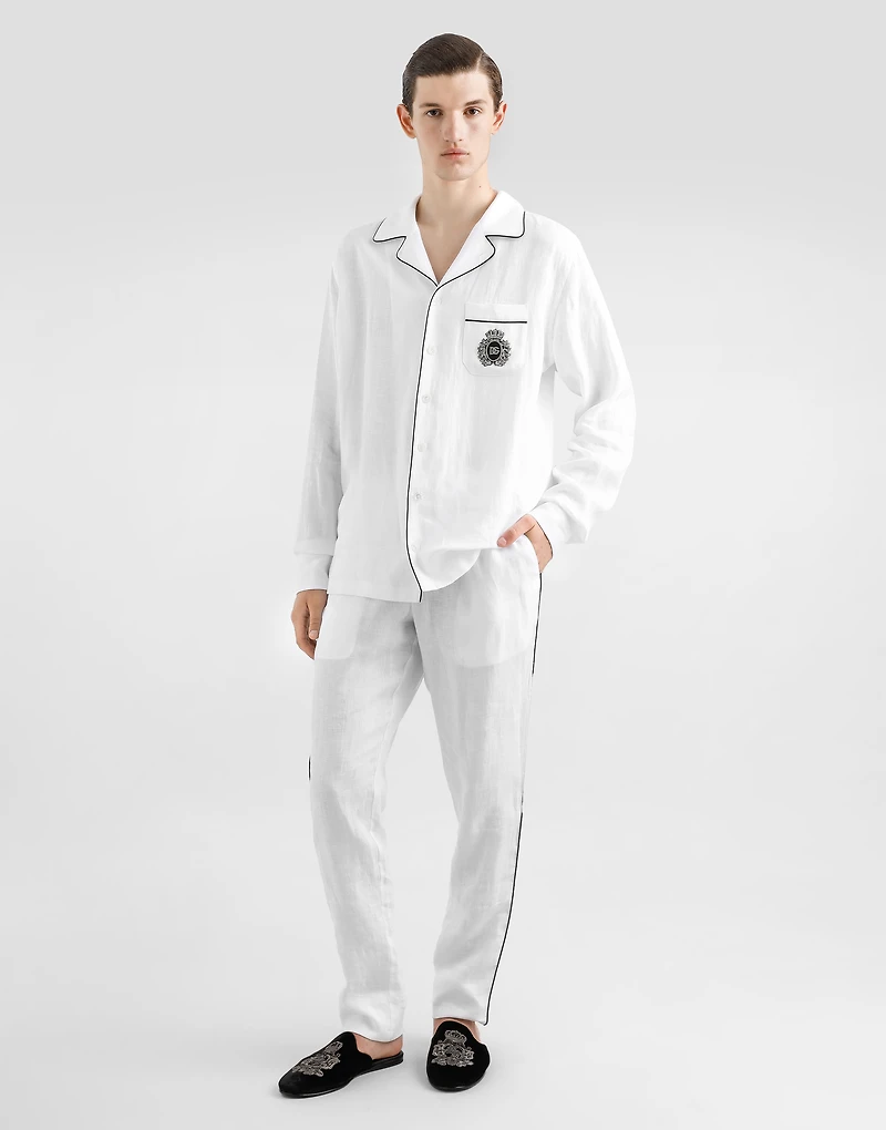 Linen vanity shirt with heraldic emblem