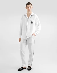 Linen vanity shirt with heraldic emblem