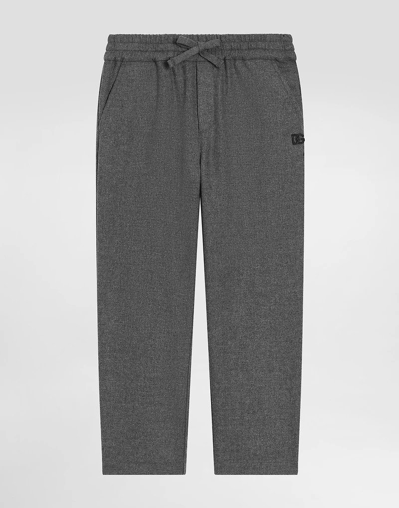 Melange wool mat trousers