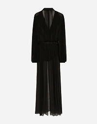 Long silk chiffon tuxedo dress
