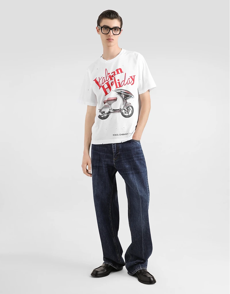Cotton T-shirt with Vespa print