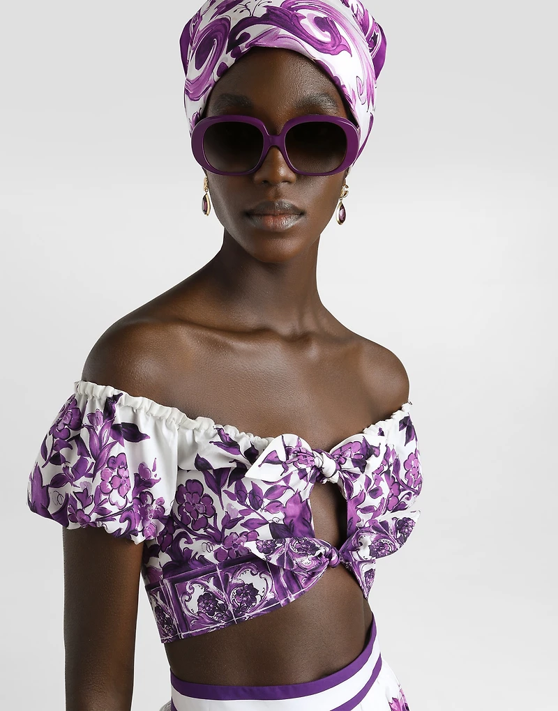 Majolica-print poplin top