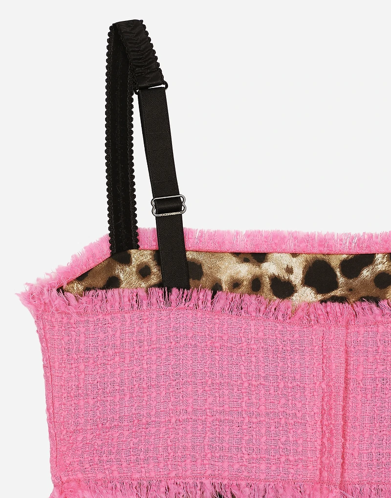 Raschel tweed crop top with straps