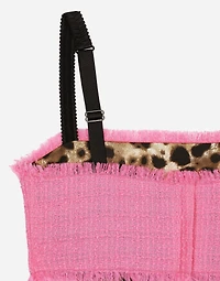 Raschel tweed crop top with straps