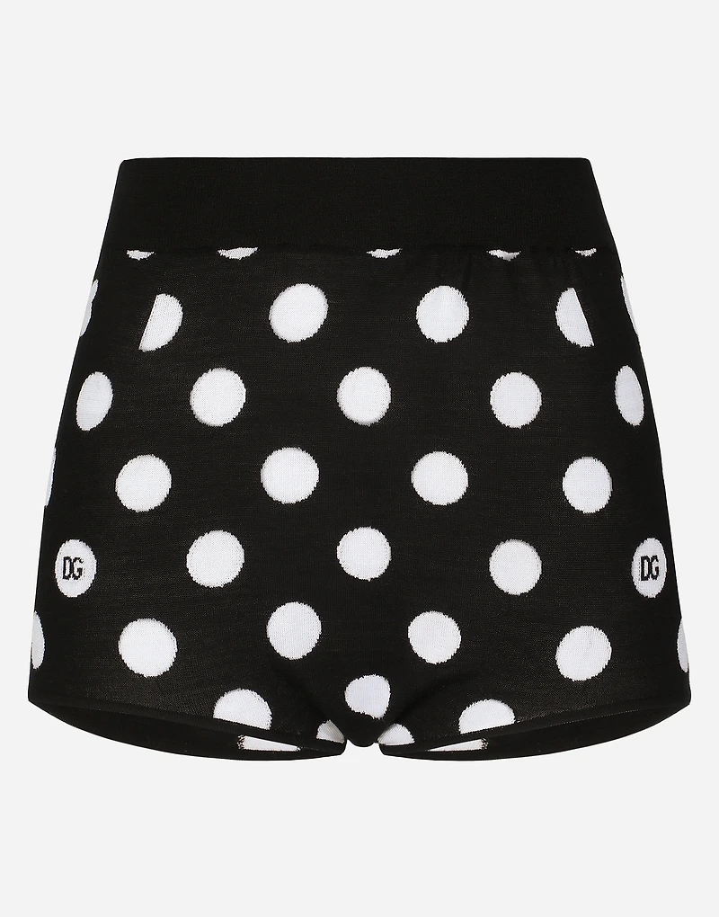 Wool and silk high-waisted panties with polka-dot inlay