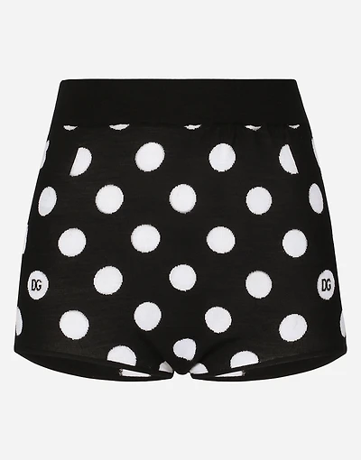 Wool and silk high-waisted panties with polka-dot inlay