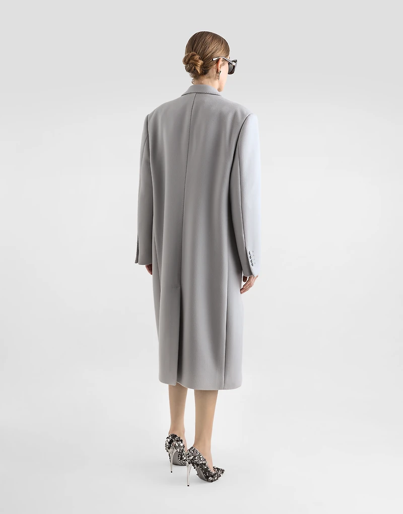 Oversize single-breasted cashmere baize coat