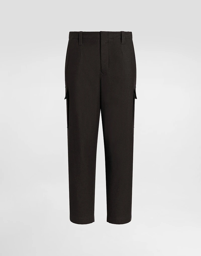 Melange wool mat trousers
