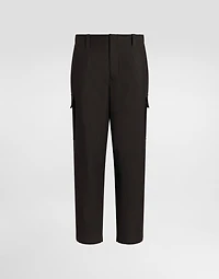 Melange wool mat trousers