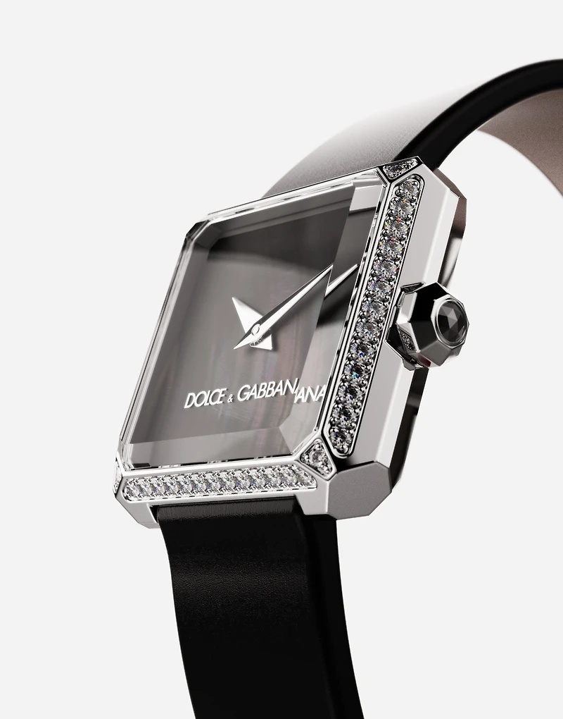 Sofia steel watch with colorless diamonds