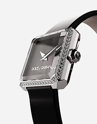 Sofia steel watch with colorless diamonds