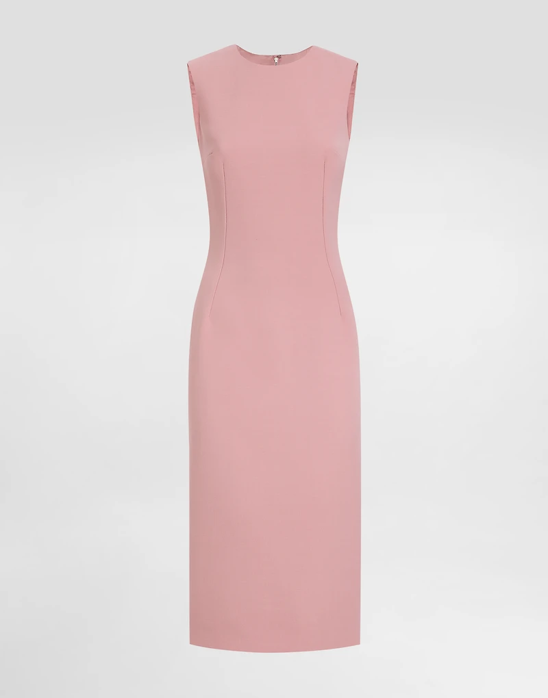 Wool crepe sheath longuette dress