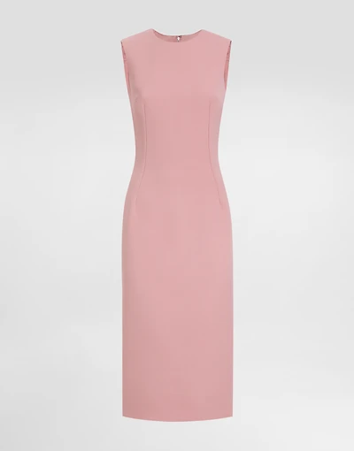 Wool crepe sheath longuette dress