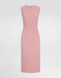 Wool crepe sheath longuette dress