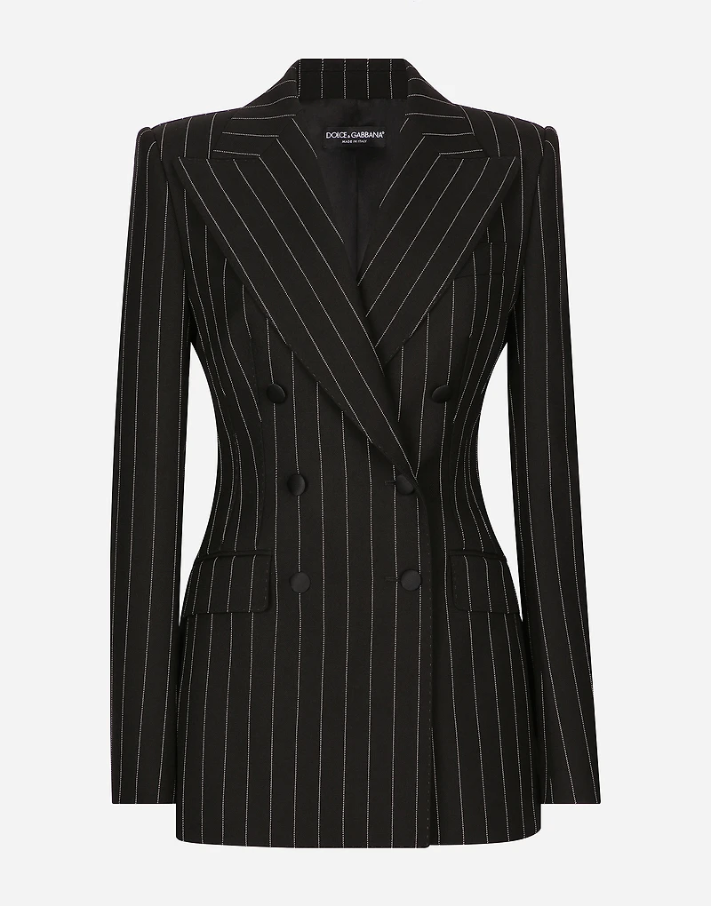 Double-breasted pinstripe wool Turlington jacket