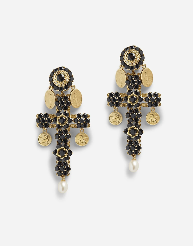 Sicily Earrings 18-carat yellow gold and black sapphires