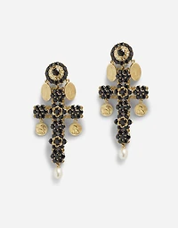 Sicily Earrings 18-carat yellow gold and black sapphires