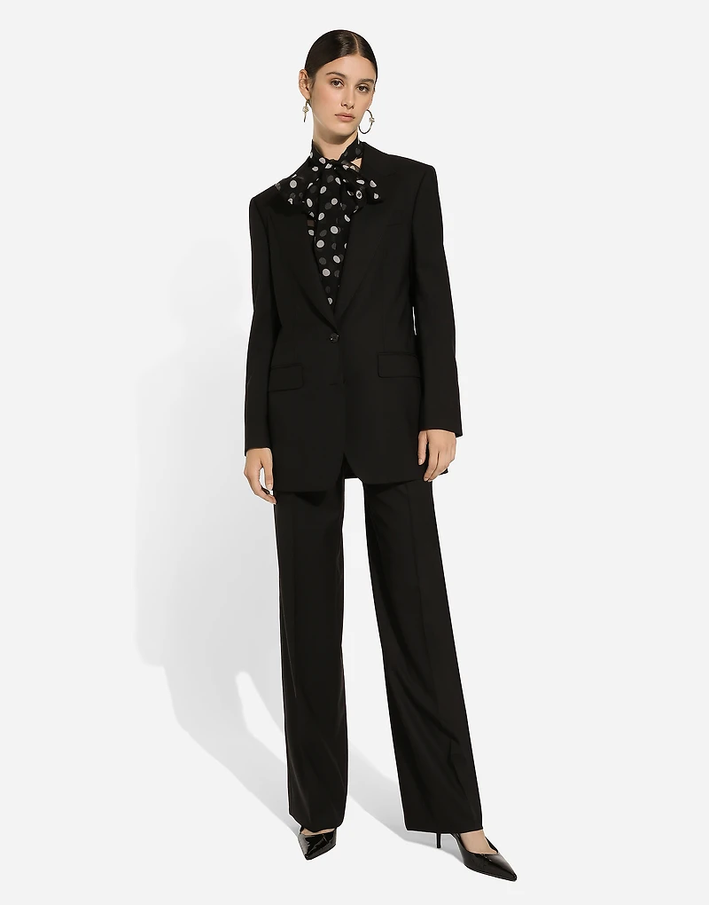 Chiffon pussy-bow blouse with polka-dot print